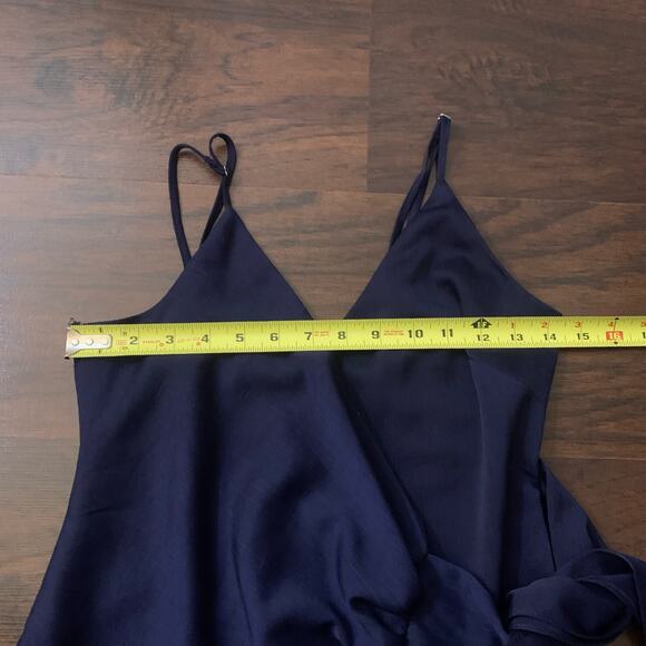Selfie Leslie navy blue v-neck sleeveless mini wrap dress size S - Picture 10 of 11